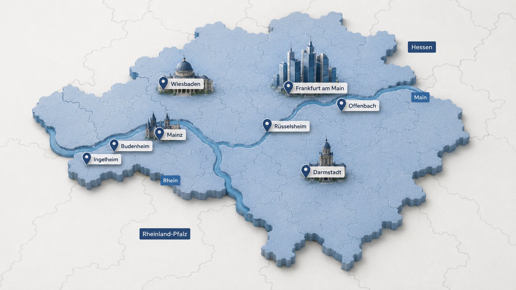 Einsatzgebiet Rhein-Main: Mainz, Wiesbaden, Frankfurt, Darmstadt und Umgebung